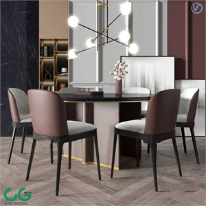 modern marble dining table chair 3d model
